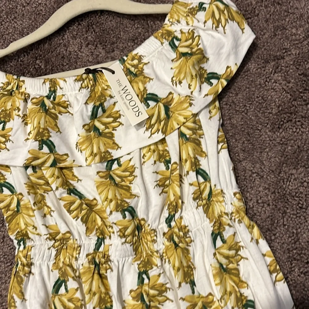Kate Quinn the woods 18/24m bamboo banana ruffle top bubble romper NWT